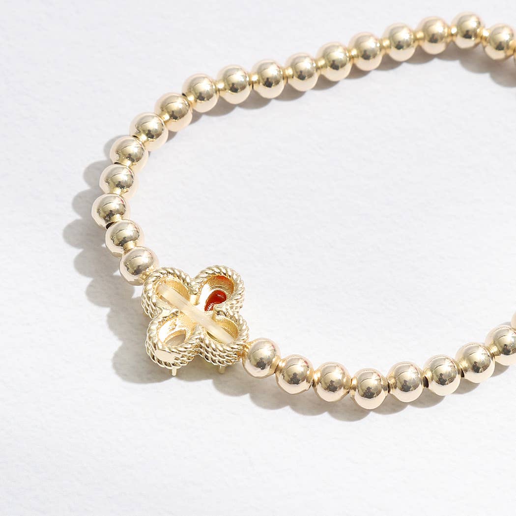 Color Rhinestone Cross Beaded Gold Tone Bracelet