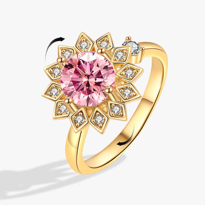 Dainty Sunflower Anxiety Fidget Spinner Ring in Solid Copper