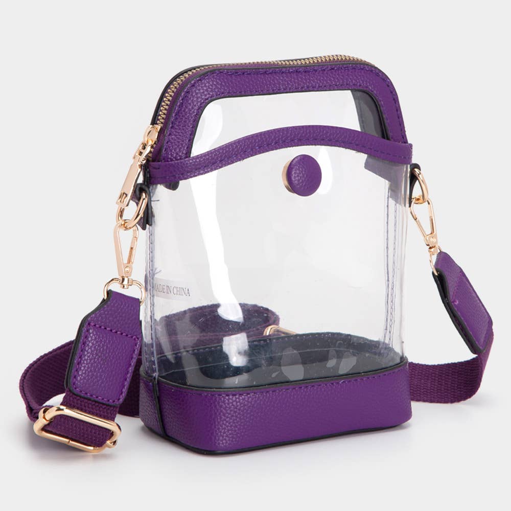 Solid Faux Leather Transparent Crossbody Bag