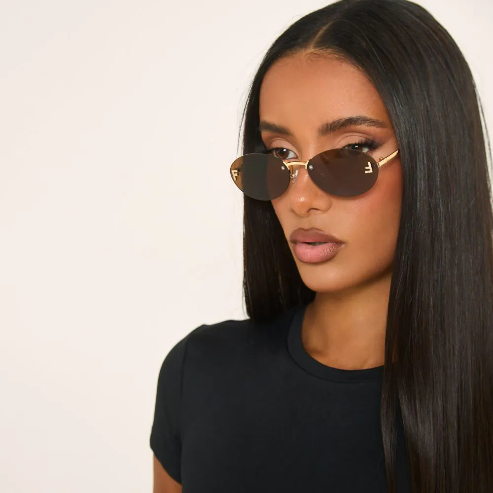Oval Shape Thin Frame Sunglasses