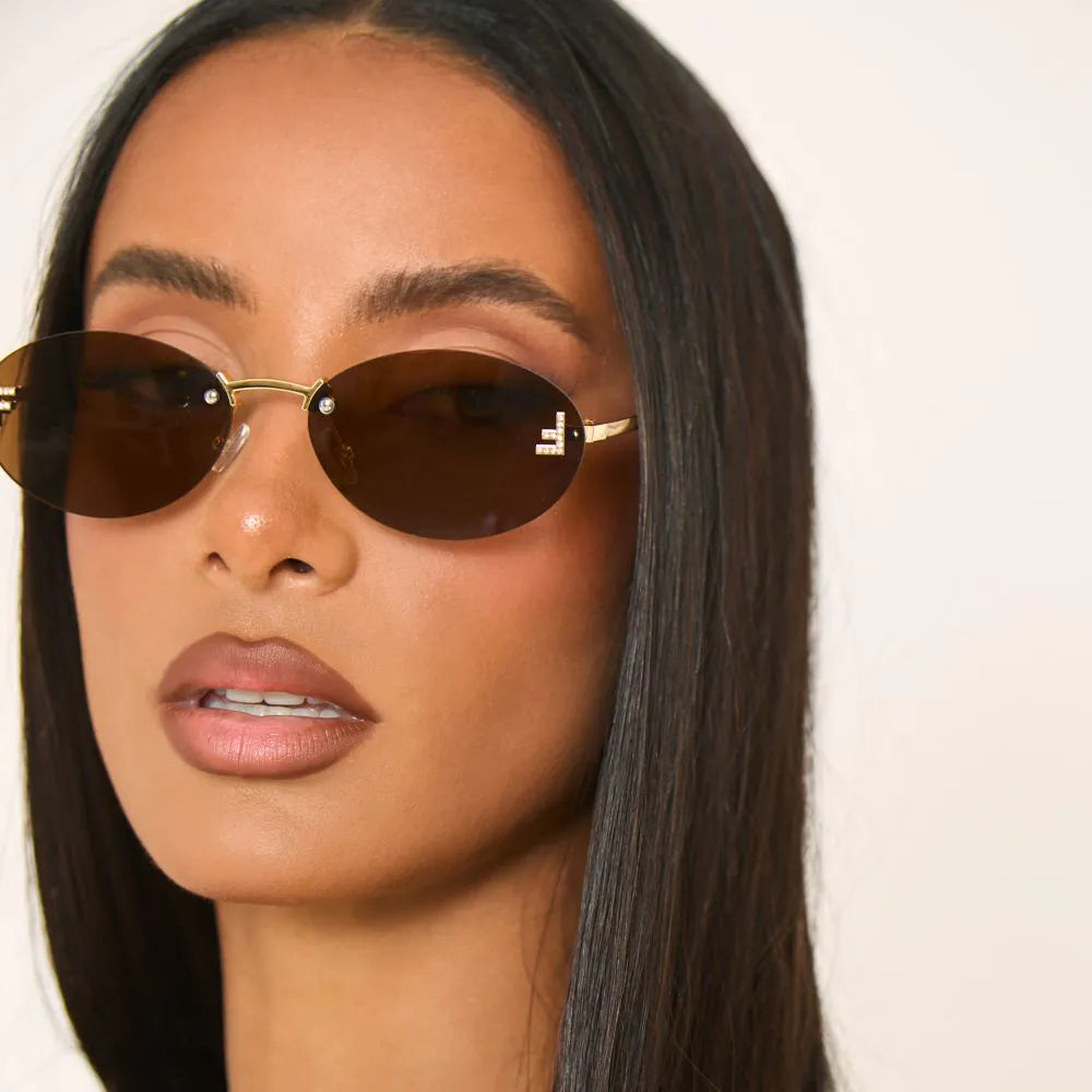 Oval Shape Thin Frame Sunglasses