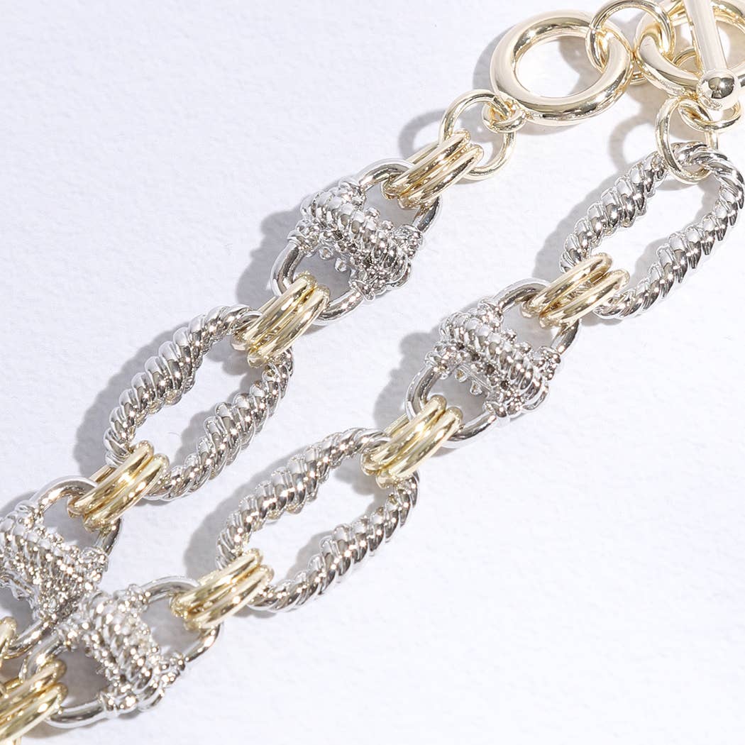 Puffy Heart Charm Twisted Links Bracelet