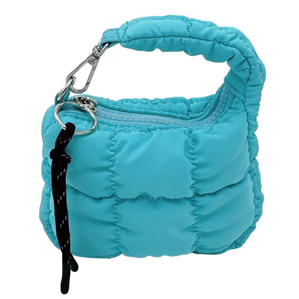 Quilted Mini Pouch Key Chain Bag Charm