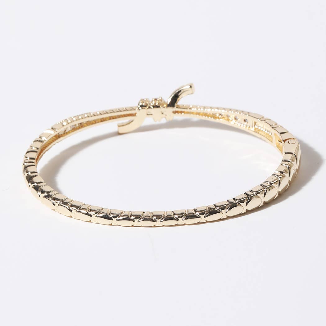 Knotted Design Gold Plated Bangle Bracelet