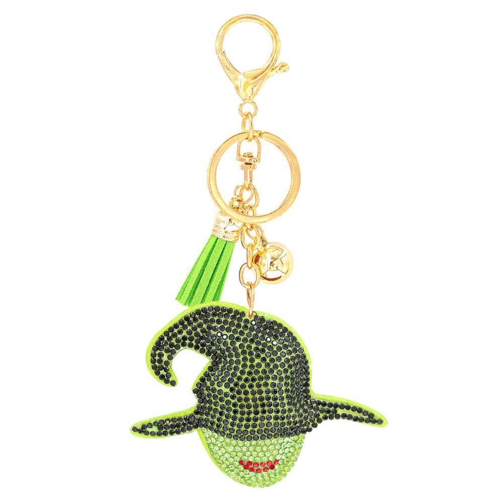 Rhinestone Wicked Witch Hat Keychain With Tassel 5