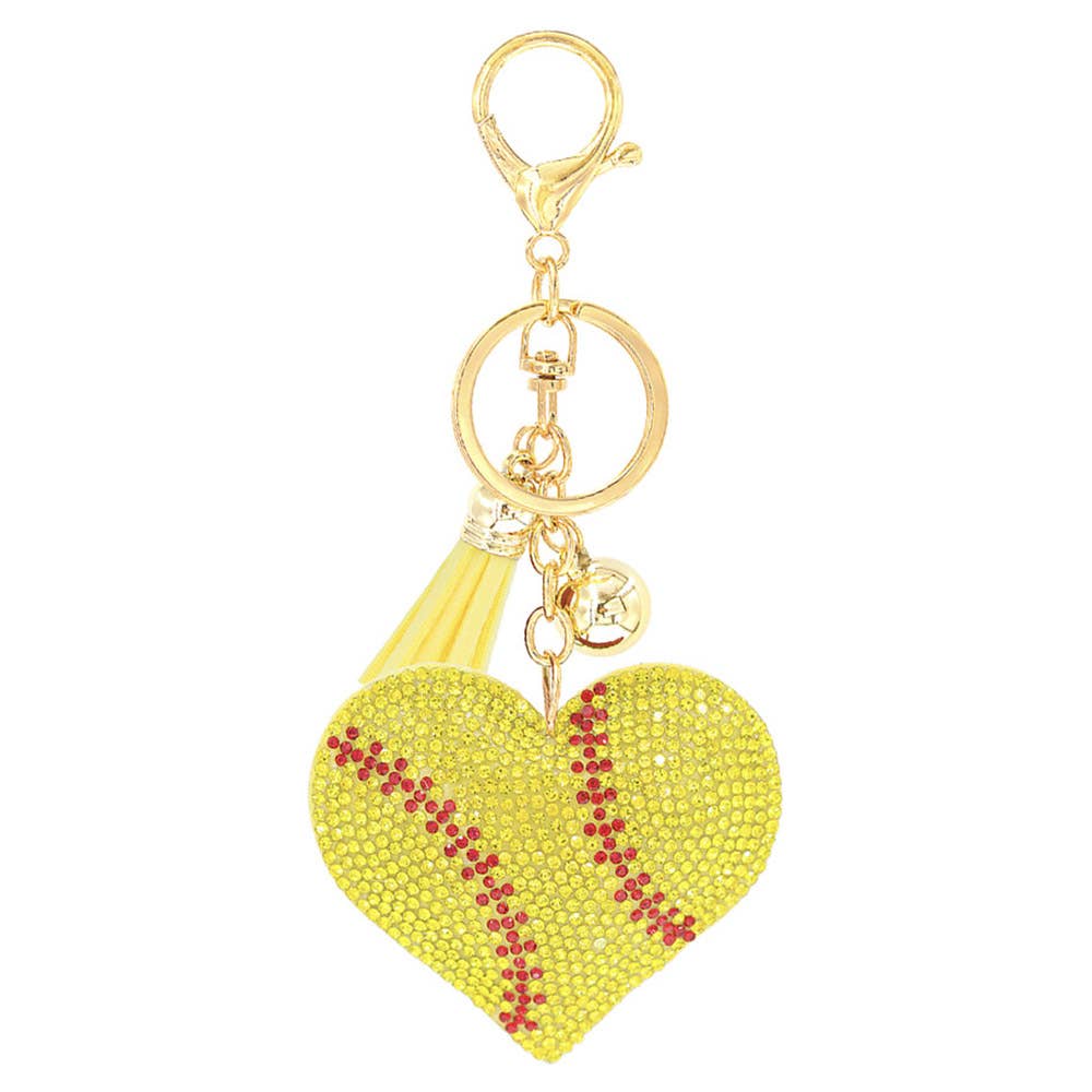 RHINESTONE BASEBALL/SOFTBALL KEYCHAIN