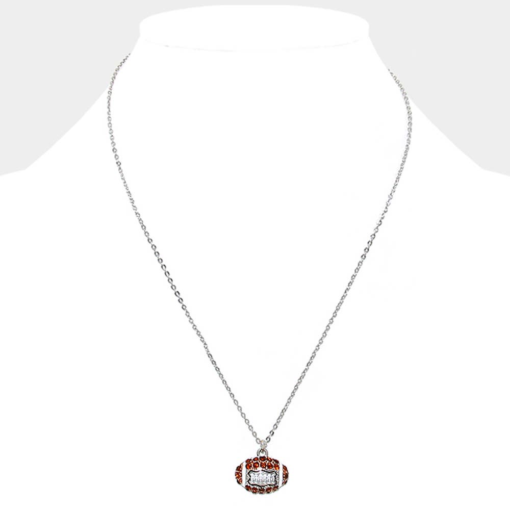 Crystal Football Pendant Necklace