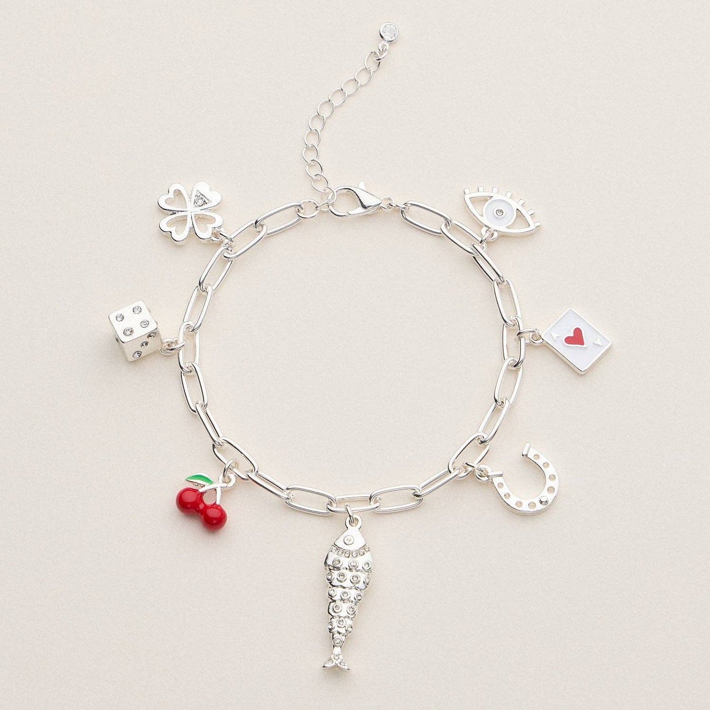 Adjustable Lucky Icon Charm Bracelet with Bold Motifs