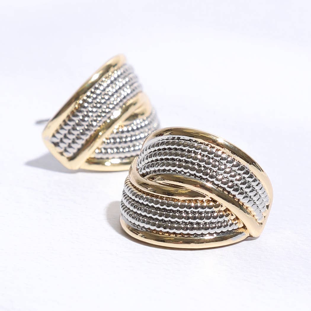 Cable Crossover Pave Post Earrings