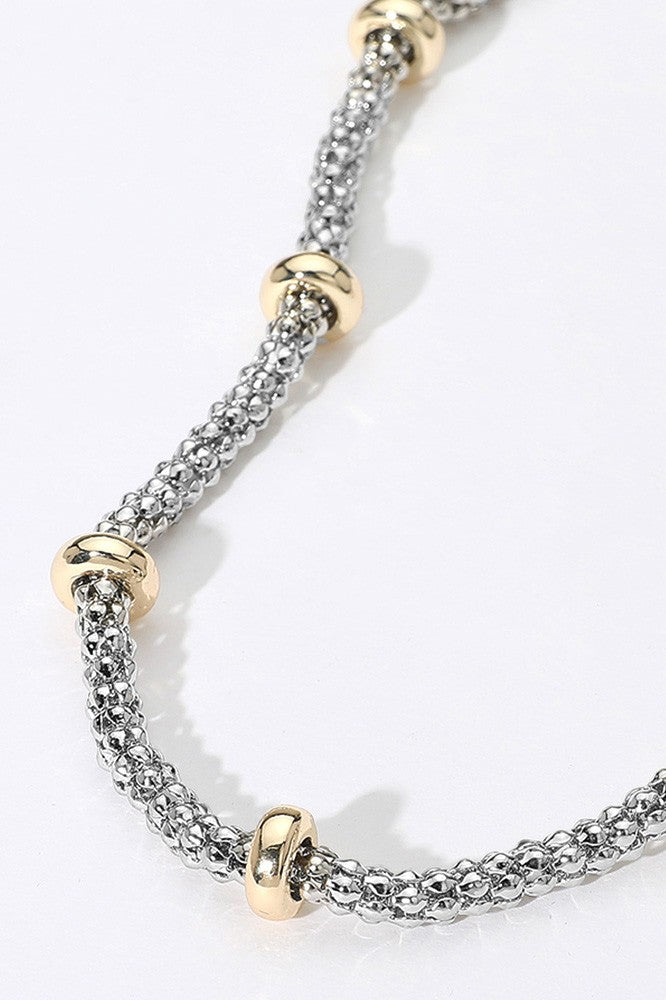 14k Gold Plated Two Tone Mesh Chain Necklace
