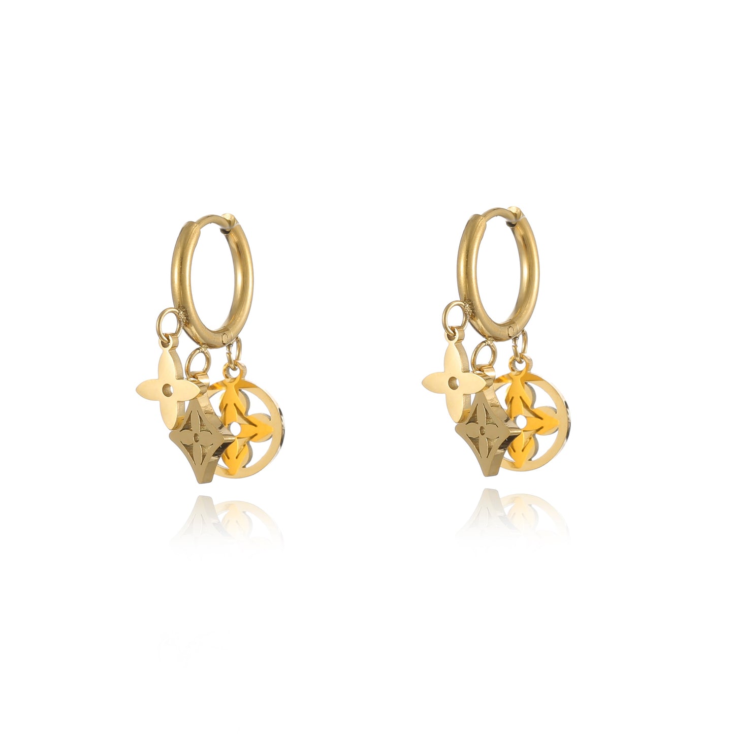 Luxury Clover Motif Hoop Earrings