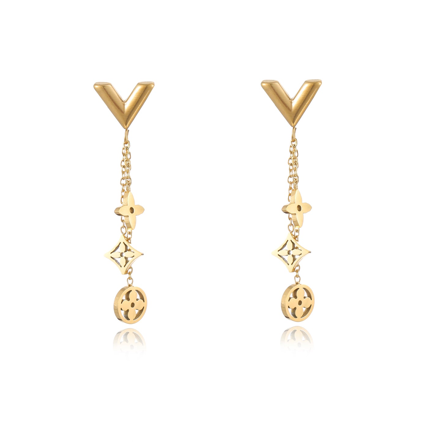Clover Earrings V Shaped Dangle