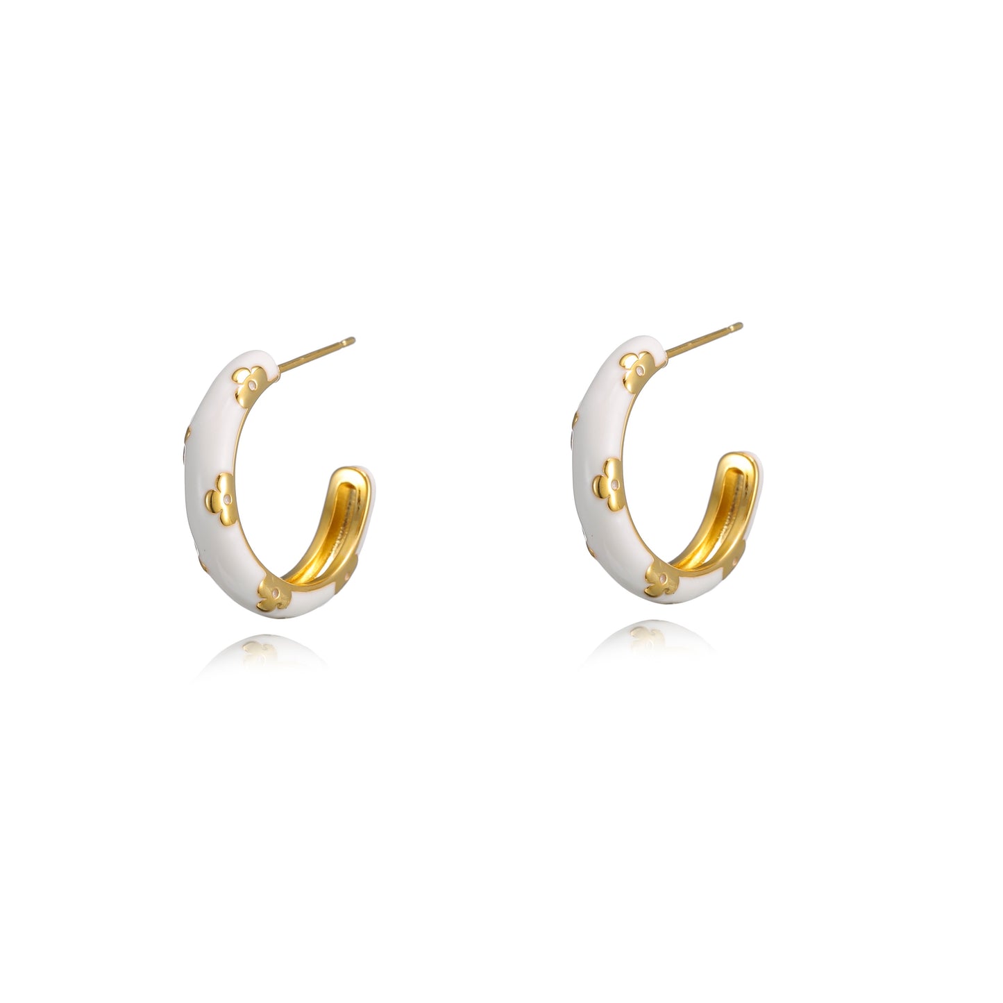 Luxury Classic Gold & White Clover Earrings