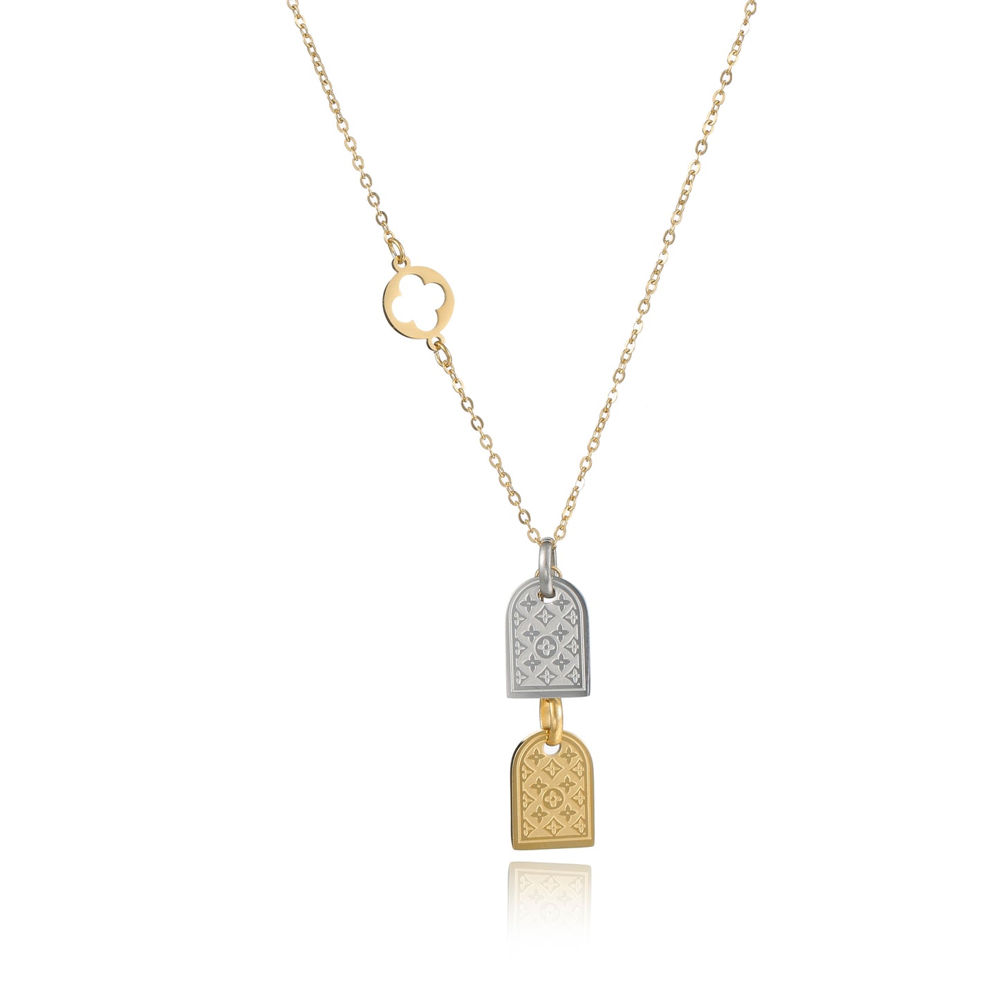 Chic Signature Classic Two Tone Pendant Necklace
