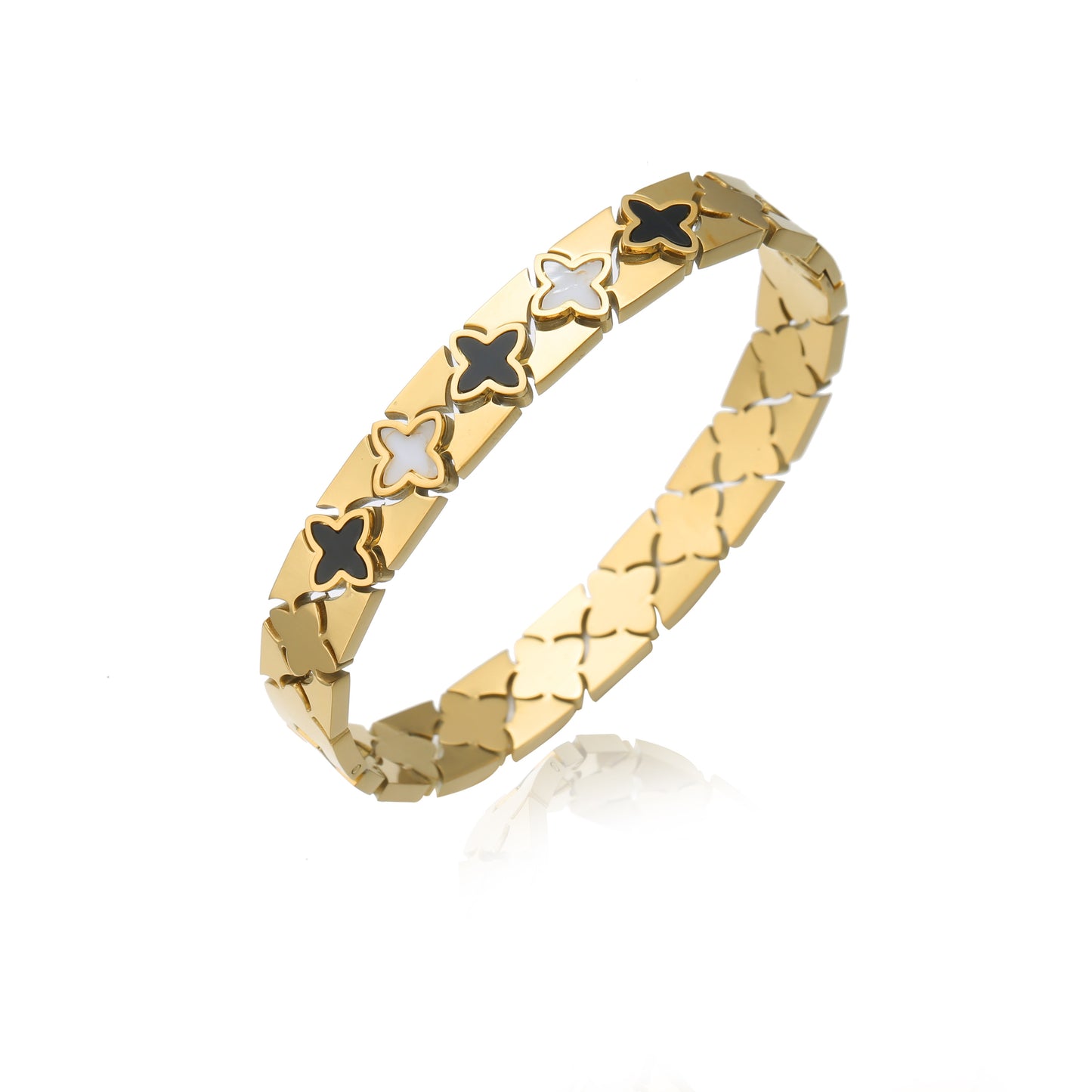 Bloom Clover Motif Gold Cuff