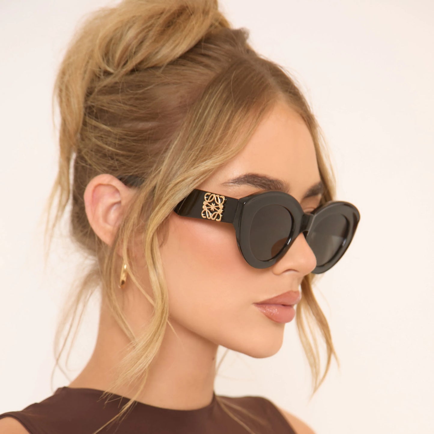 Round Shaped Oversized Sunglasses In Black