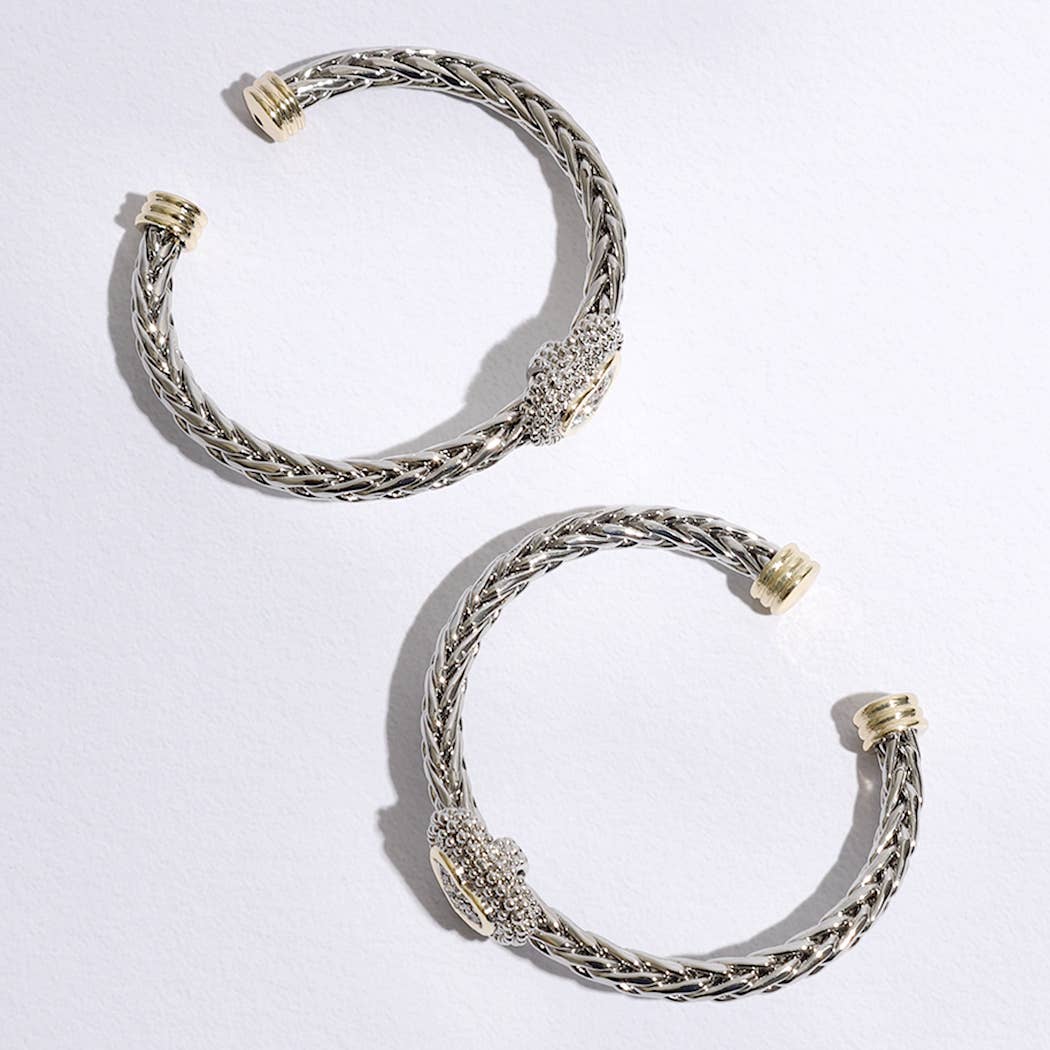 Heart Station Design Braided Bangle Bracelet