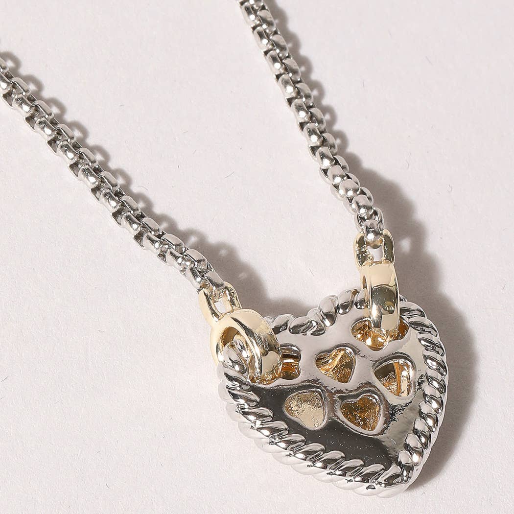 Gold Heart Charm Box Chain Necklace