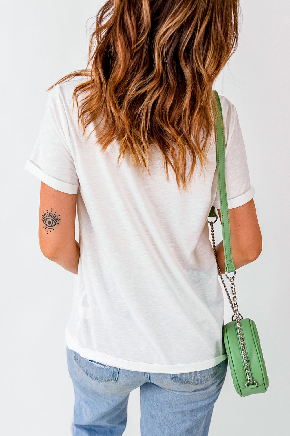 White Sequined Football Graphic Cotton T Shirt