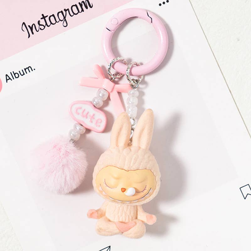 New Mini Yoga Labubu Keychain – Cute Figure & Bag Charm