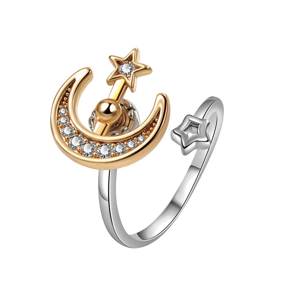 Moon Star Anxiety Fidget Spinner Ring