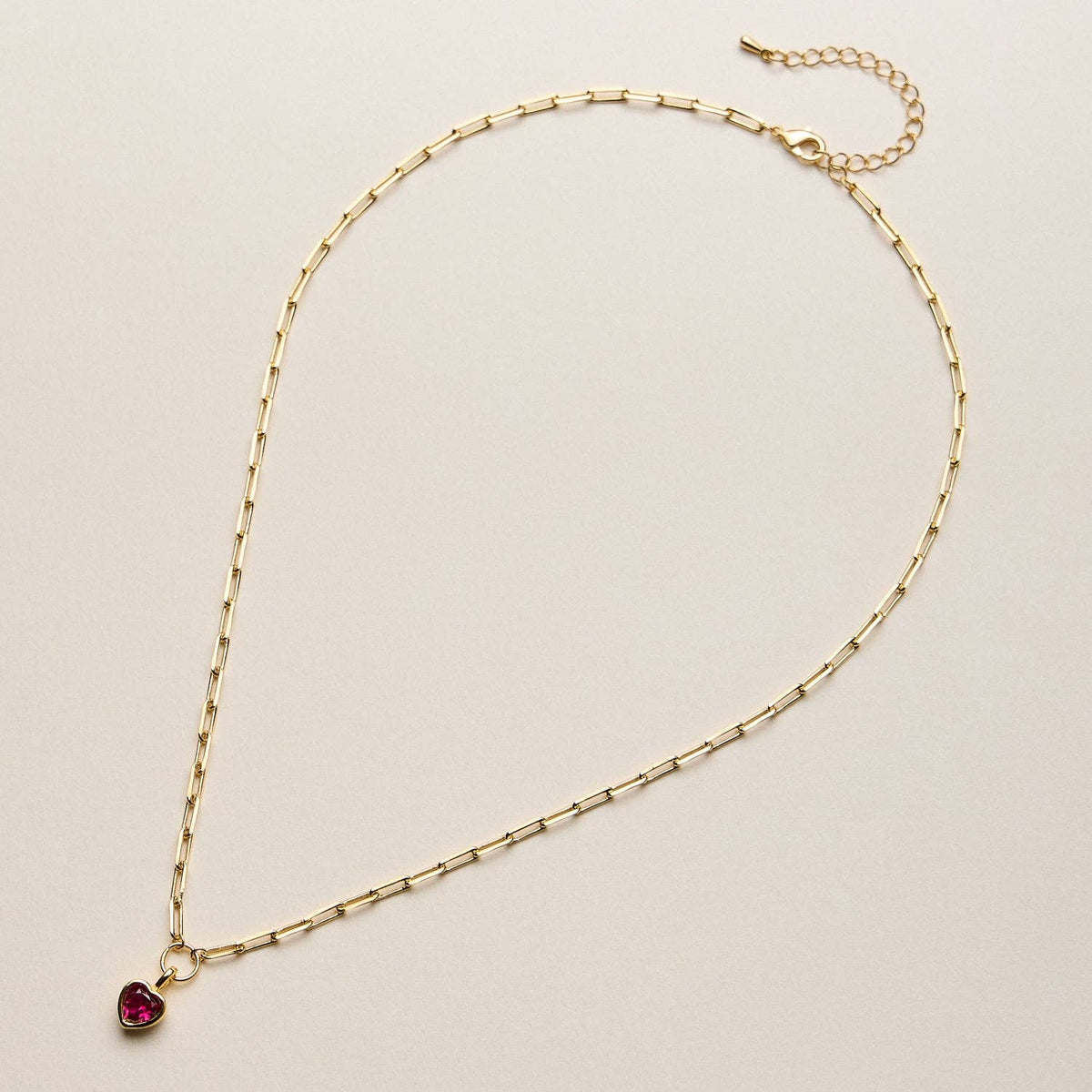 Gold Dipped Red Crystal Heart Necklace