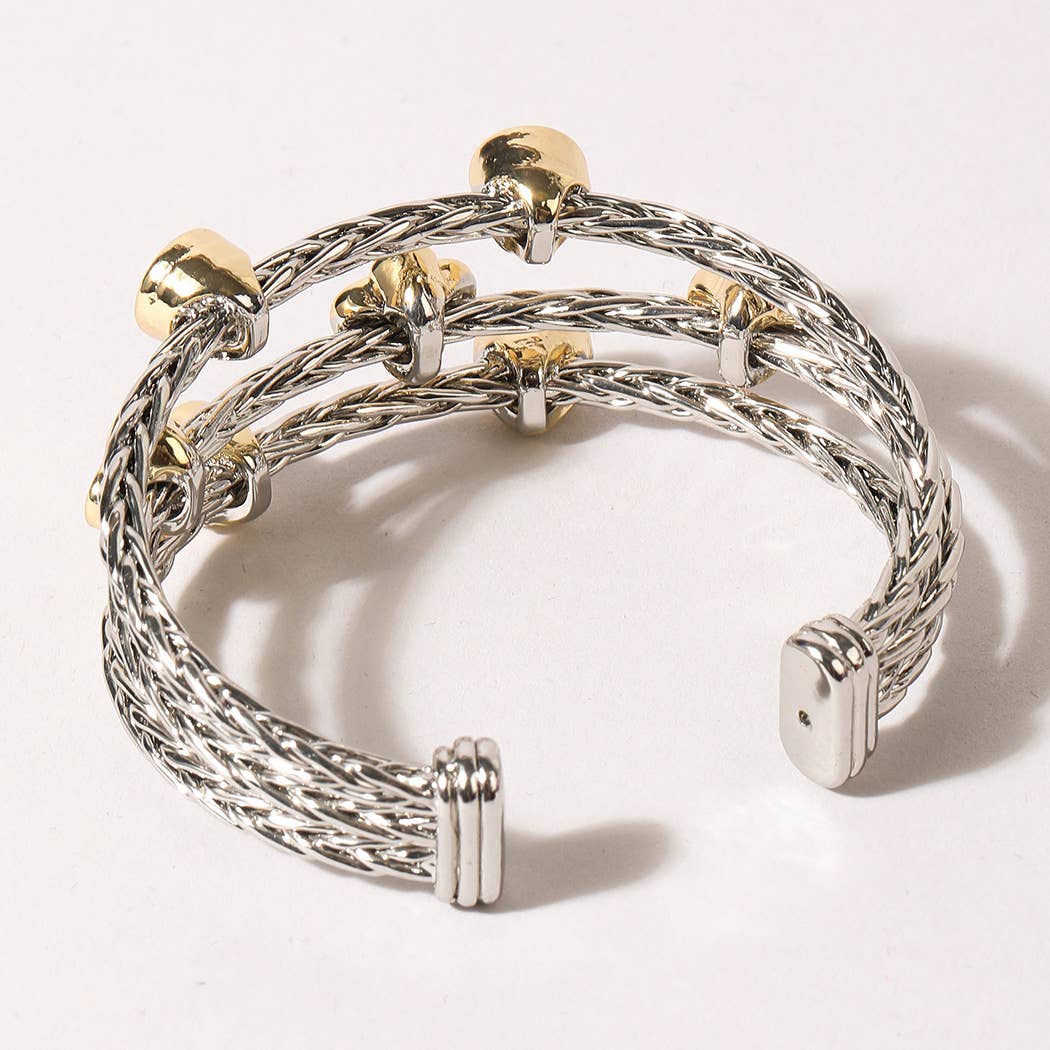 Stone Multicolor Pointed Clover Cuff Bracelet