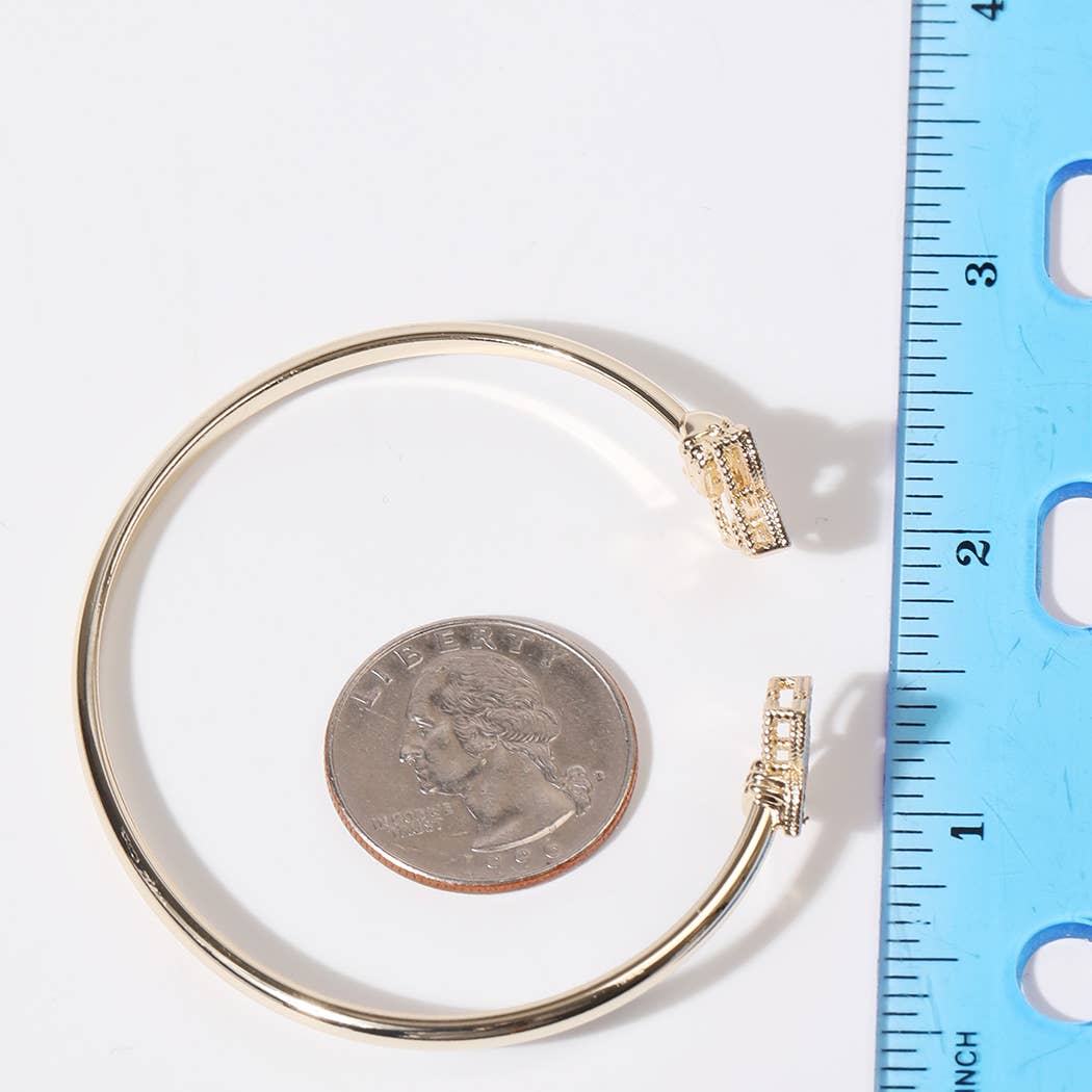 Four Leaf Clover Gold Plated Cuff Bangle