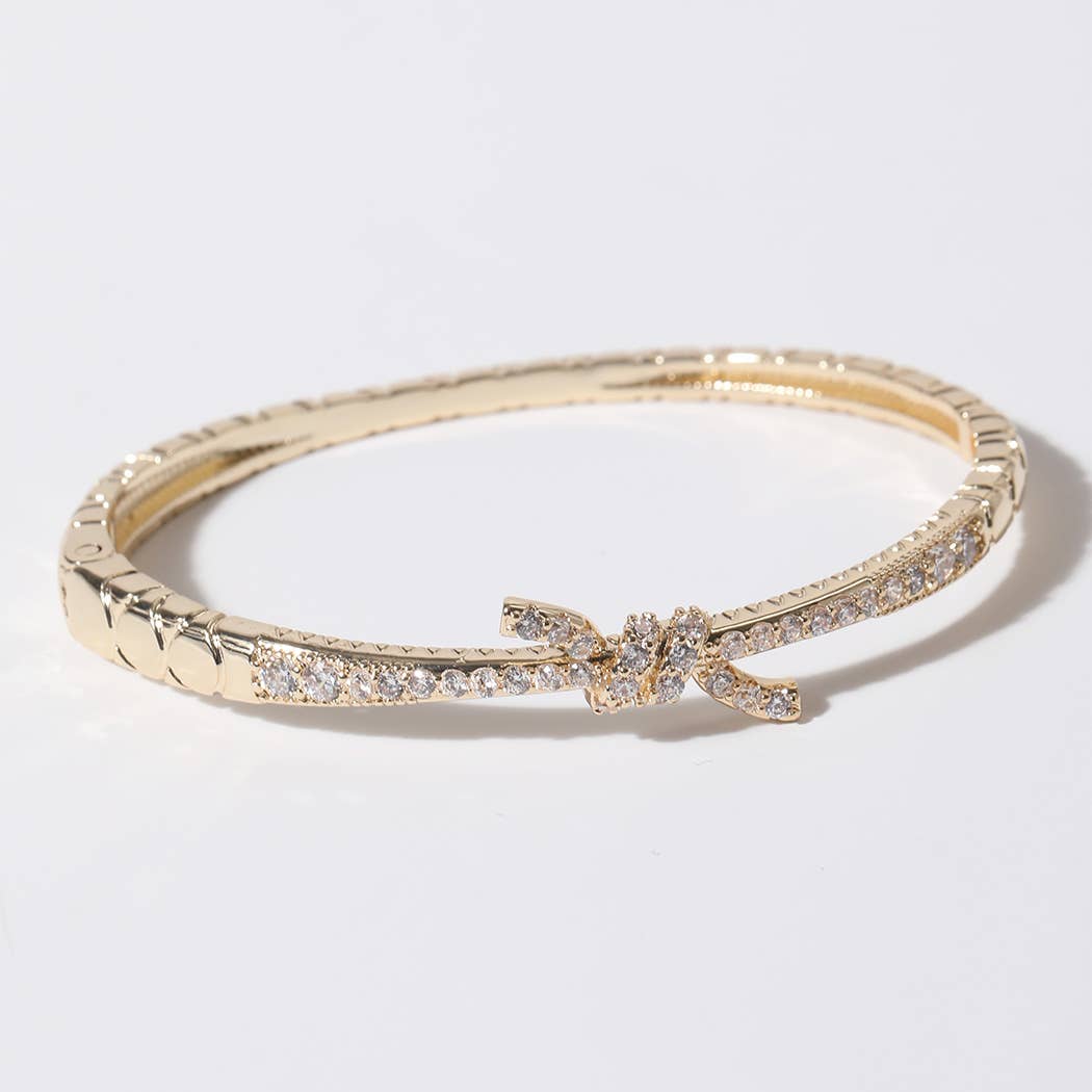 Knotted Design Gold Plated Bangle Bracelet