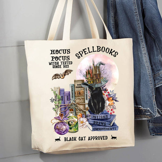 Halloween Hocus Pocus Spellbooks 12 oz Canvas Tote Bag