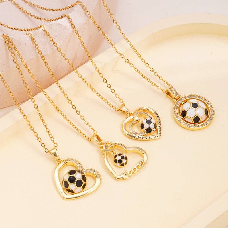 Heart Infinity Soccer Pendant Necklace in Solid Copper