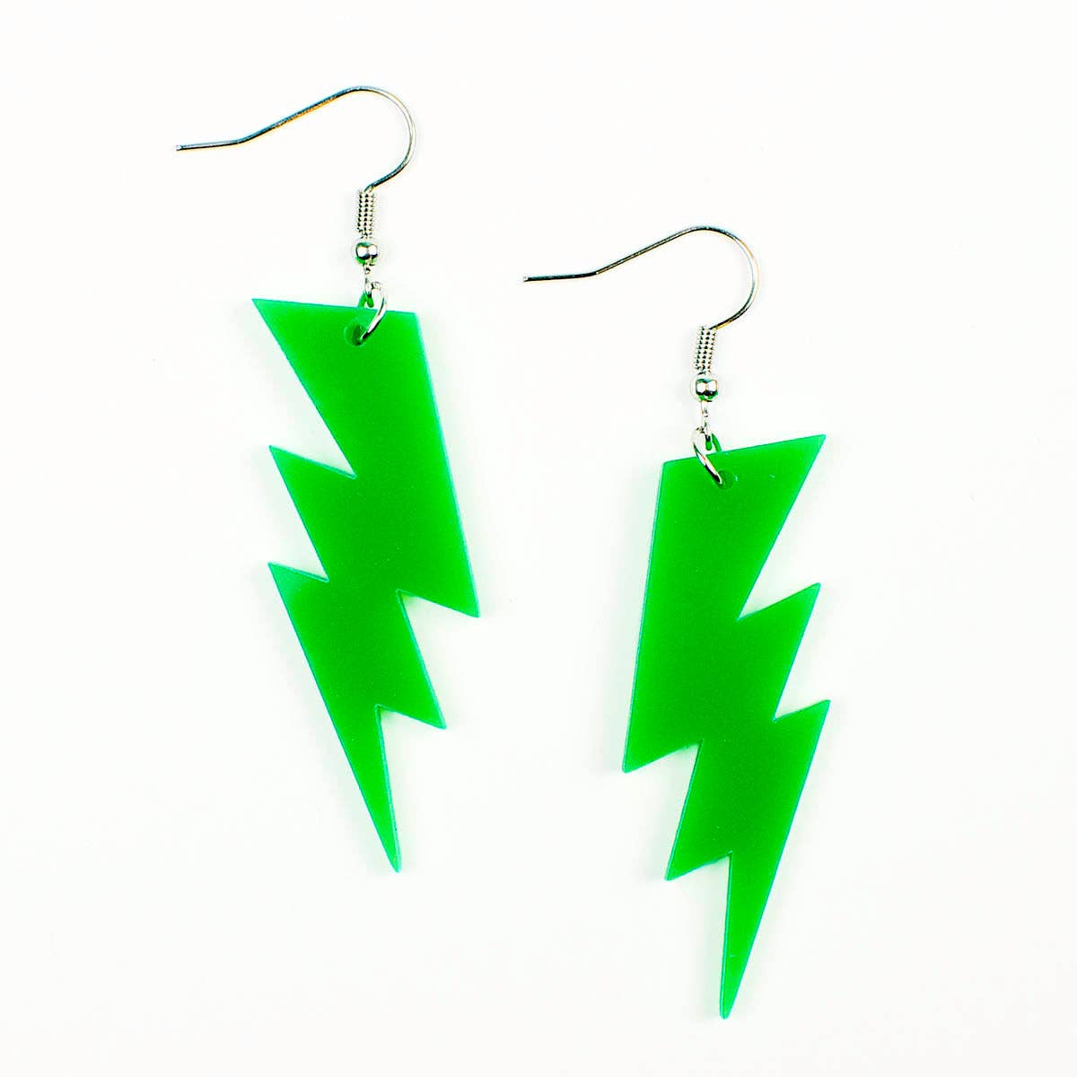 Green Lightning Bolt Acrylic Earrings