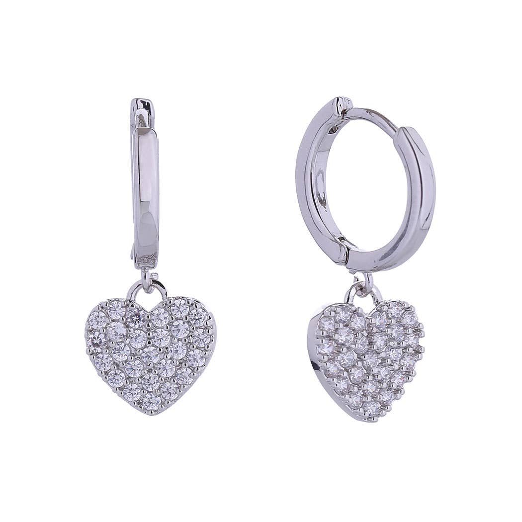 14K Gold-Dipped Heart Drop Hoop Huggie Earrings