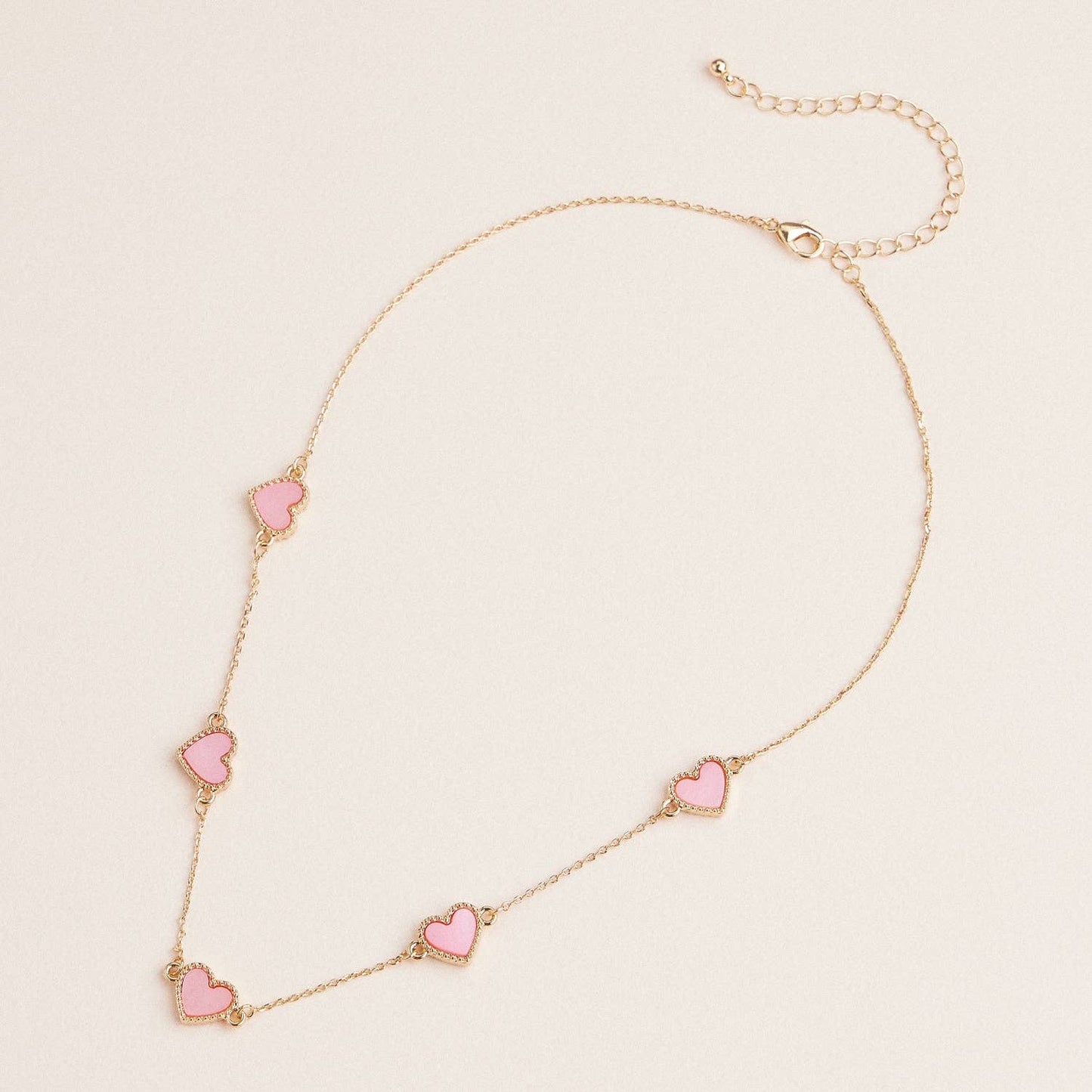 Heart Shaped Station Necklaces Gold Chain Jewelry