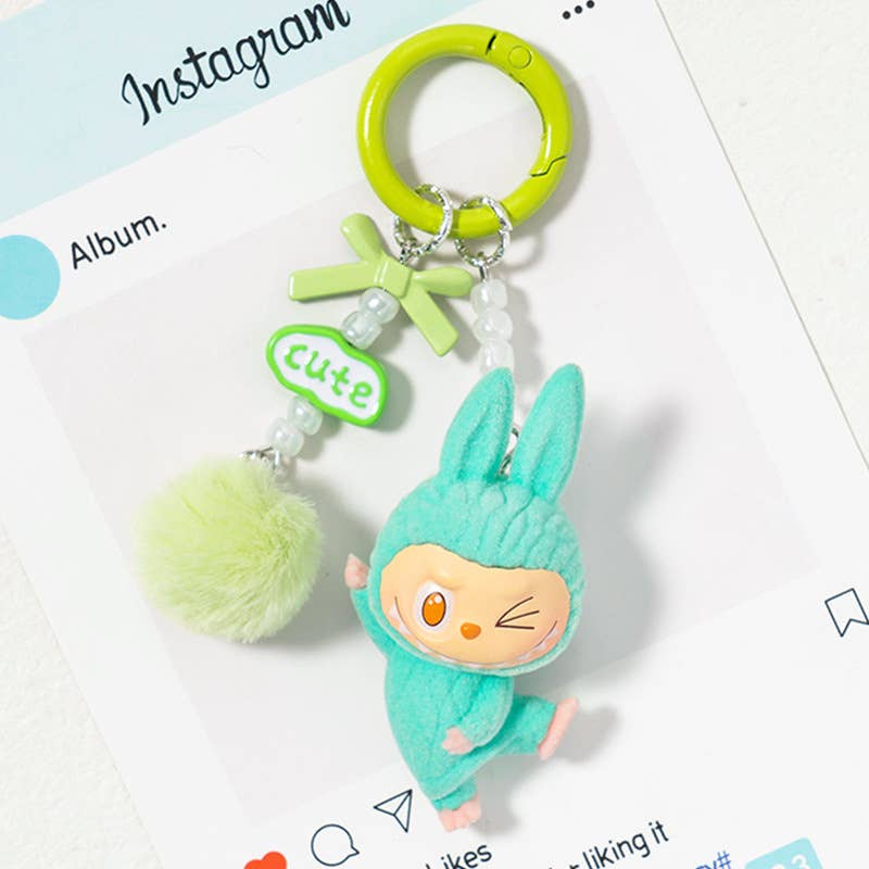 New Mini Yoga Labubu Keychain – Cute Figure & Bag Charm