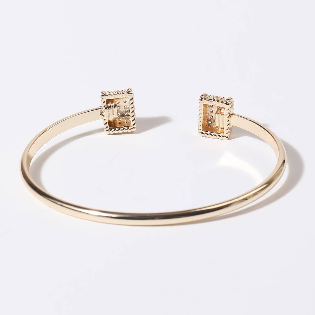 Bar Edge Gold Plated Cuff Bangle Bracelet