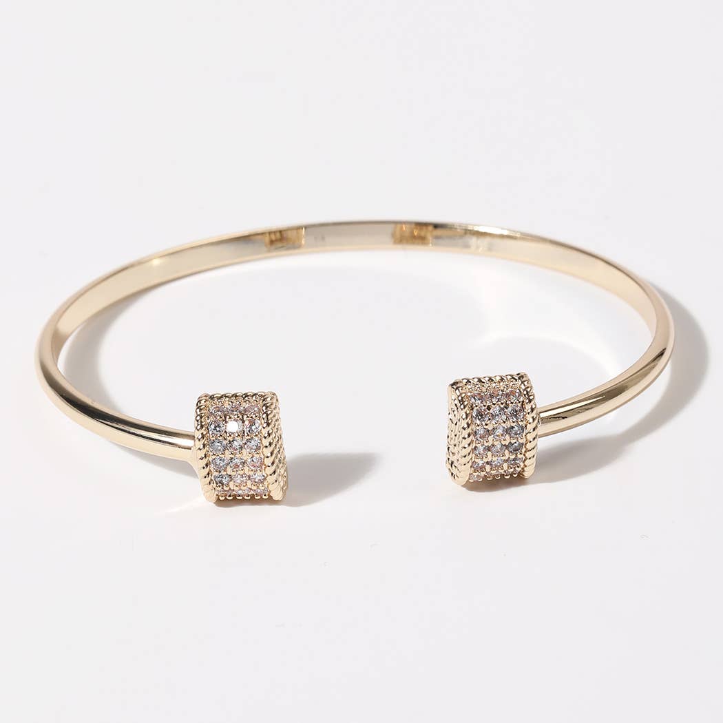 Bar Edge Gold Plated Cuff Bangle Bracelet