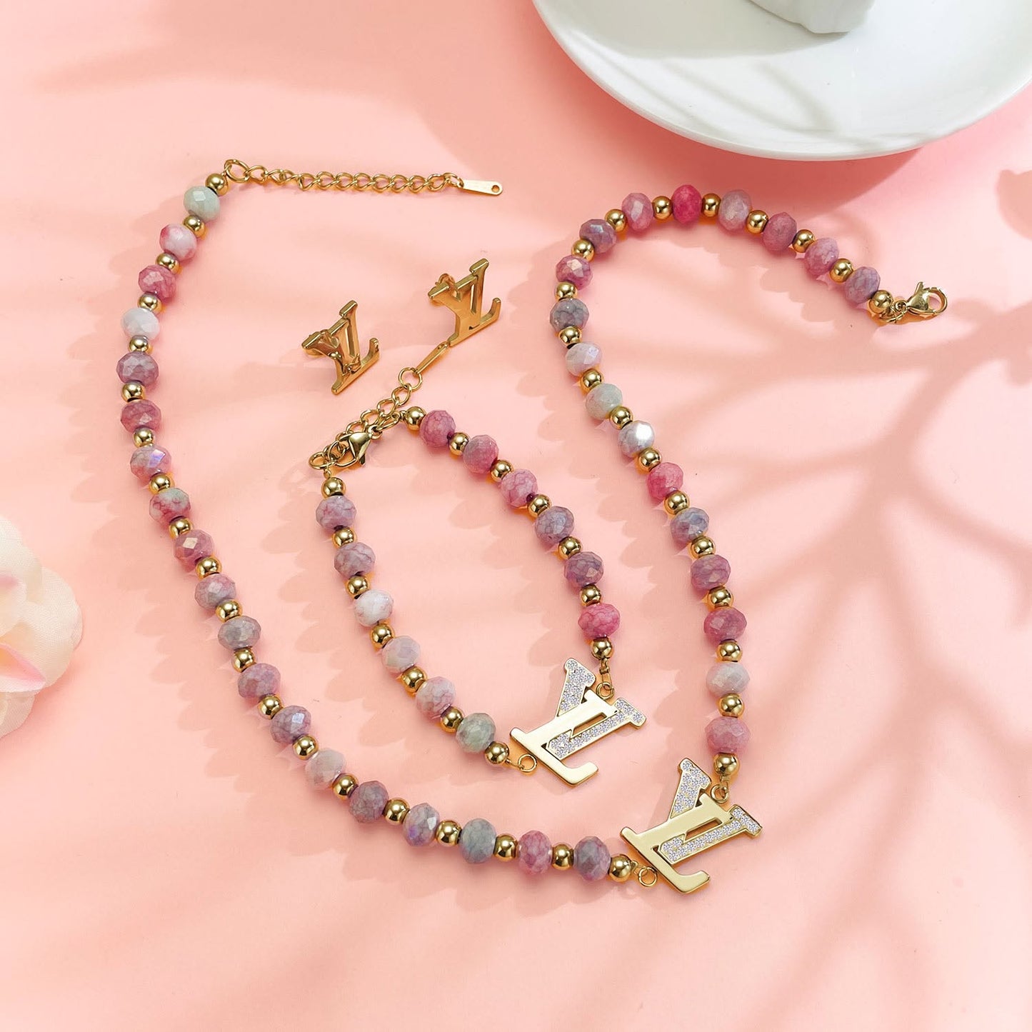 Pastel Beaded Jewelry Set
