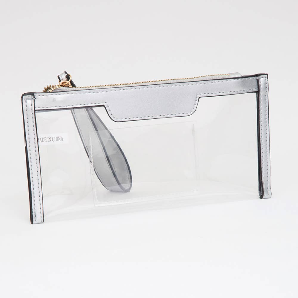 Transparent Flap Wristlet Pouch / Clutch Bag