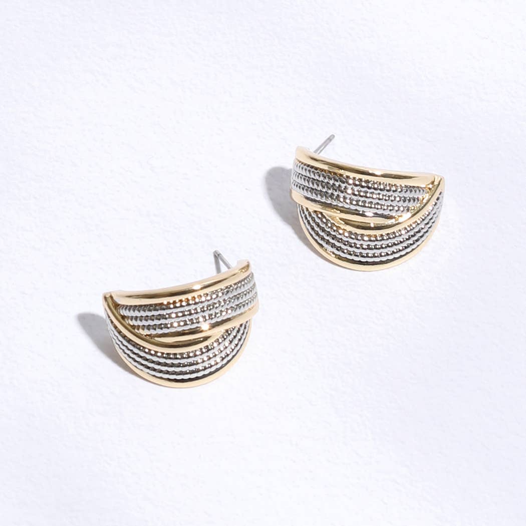 Cable Crossover Pave Post Earrings