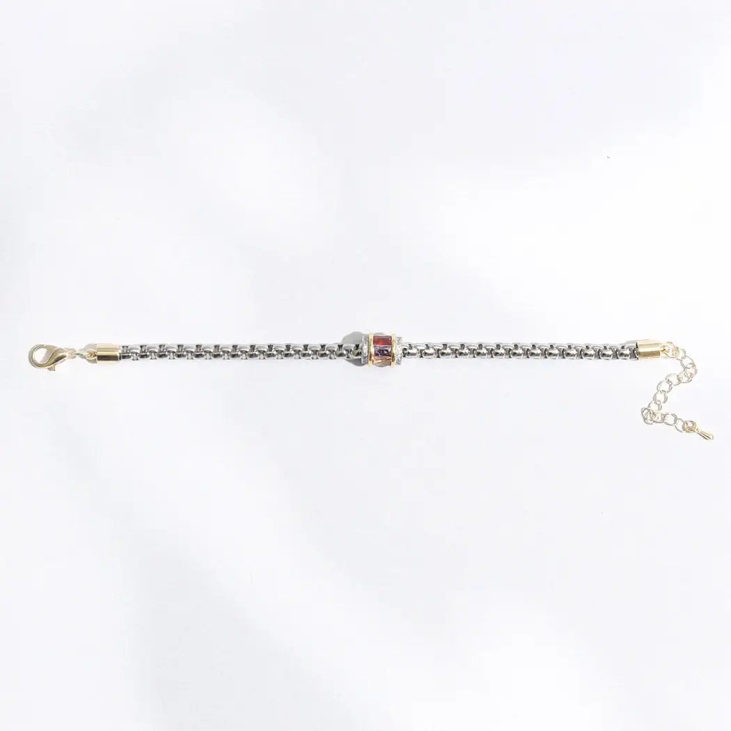 Multi Tone Cylinder Charm Chain Bracelet