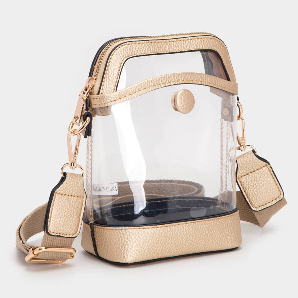Solid Faux Leather Transparent Crossbody Bag