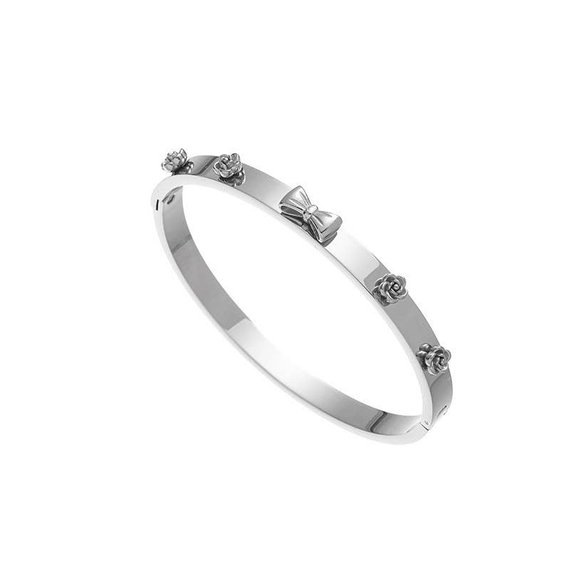 18K NON-TARNISH WATERPROOF STAINLESS STEEL BANGLE WITH BOWS