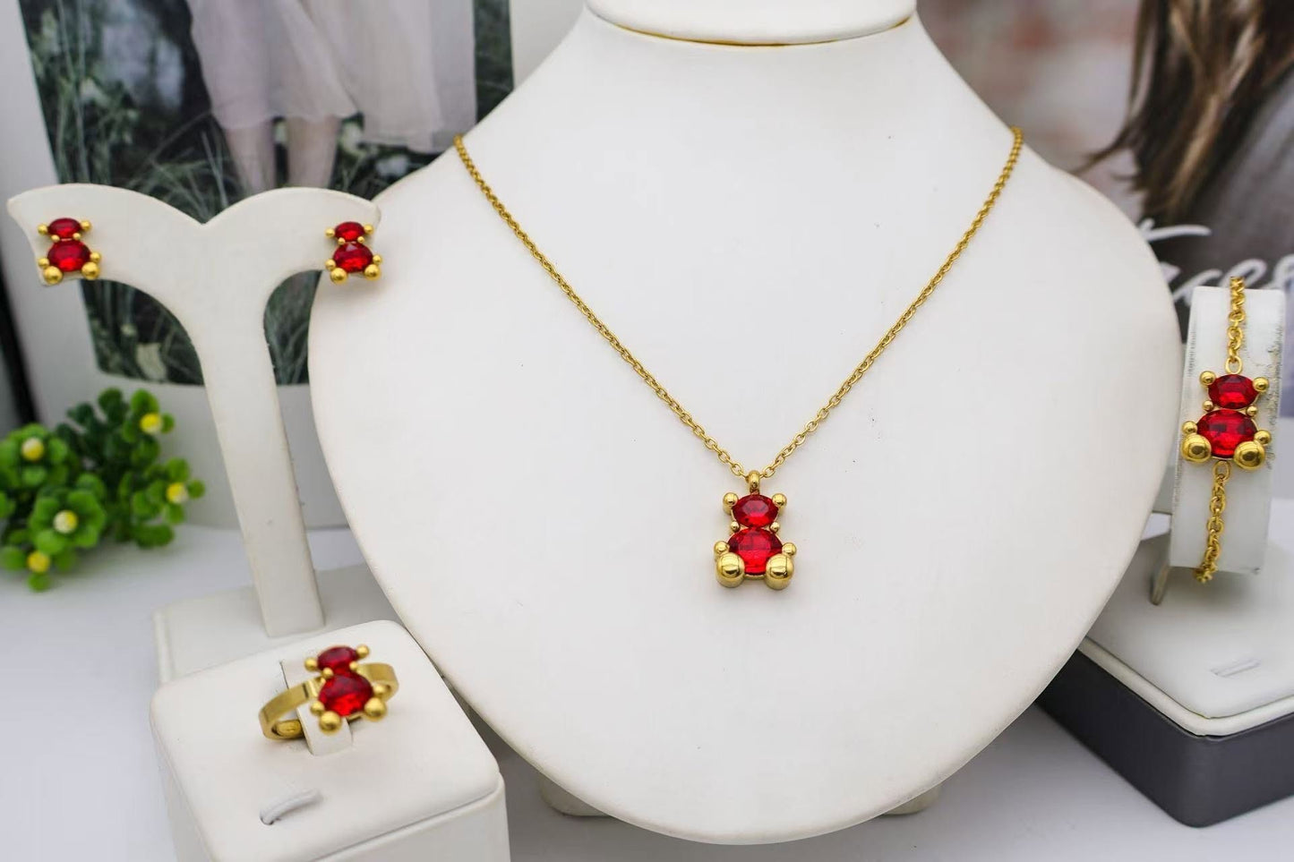 Ruby Teddy Bear Jewelry Collection