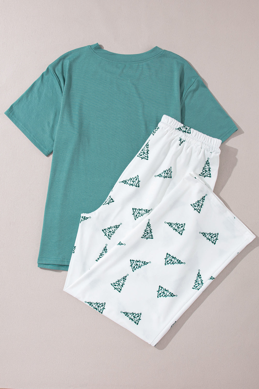 Christmas Tree Print Tee and Pants Lounge Set