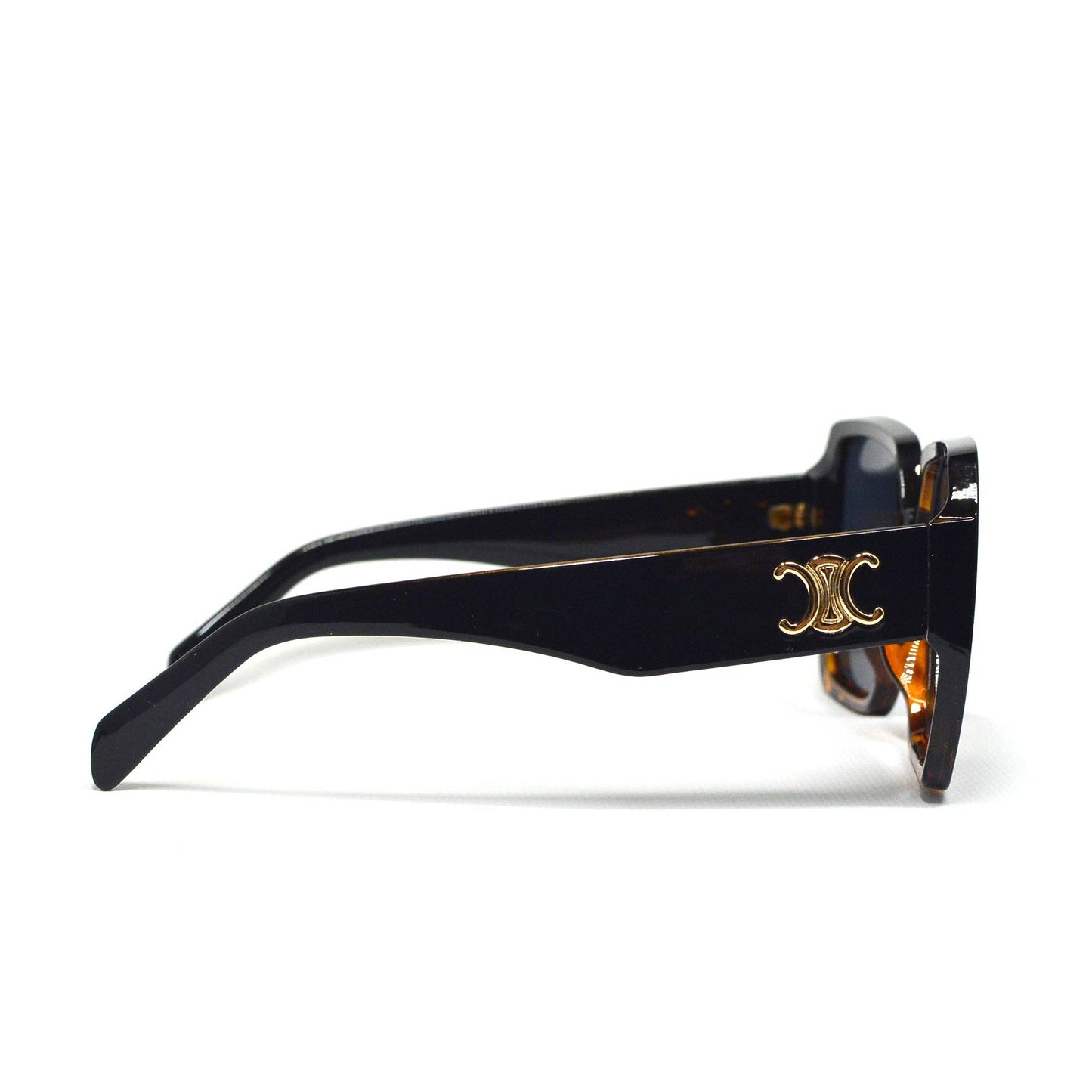 Vintage Black Square Sunglasses with Gold Accent