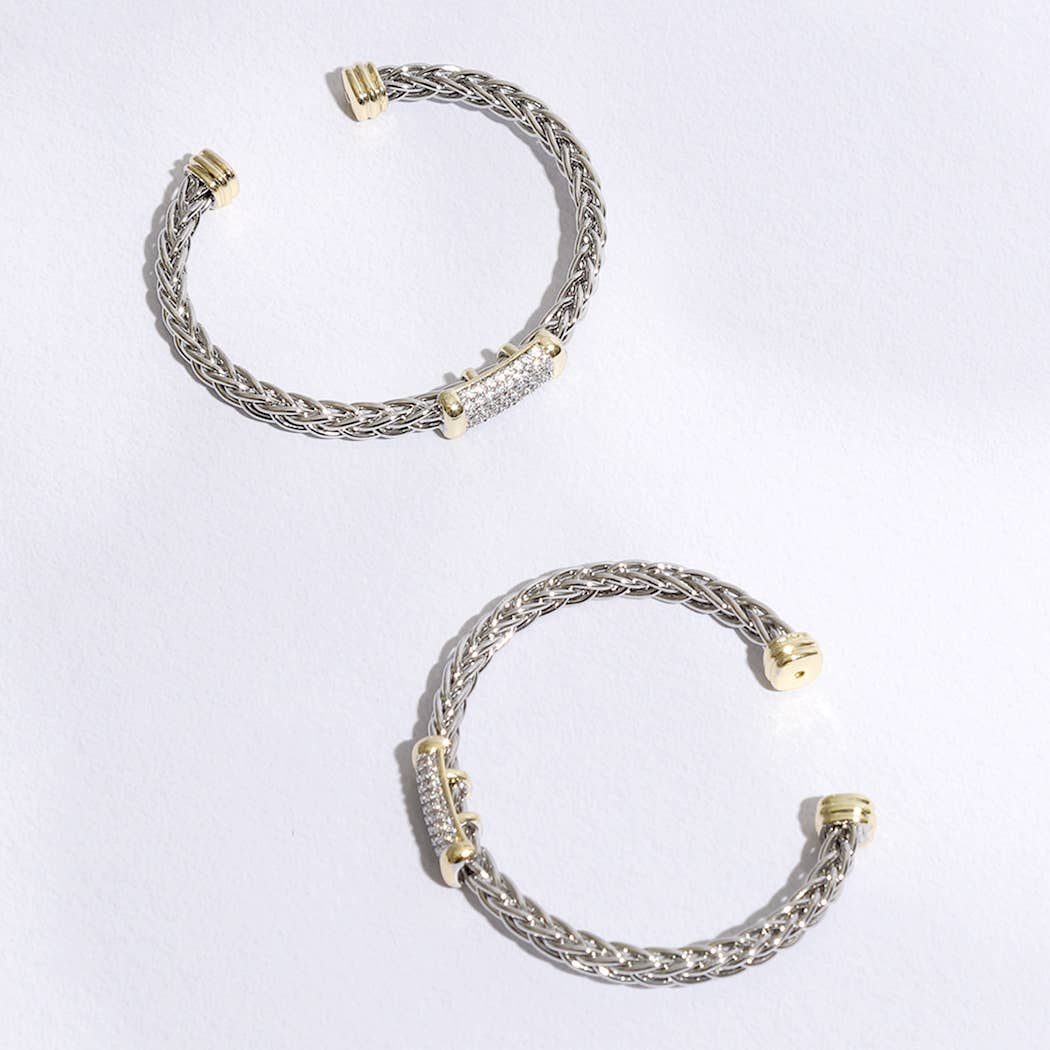 Braided Bangle with Bar Design Bracelet