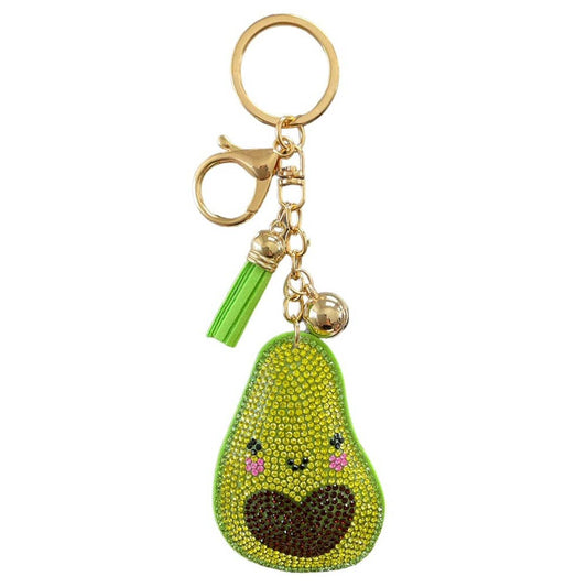RHINESTONE AVOCADO KEYCHAIN