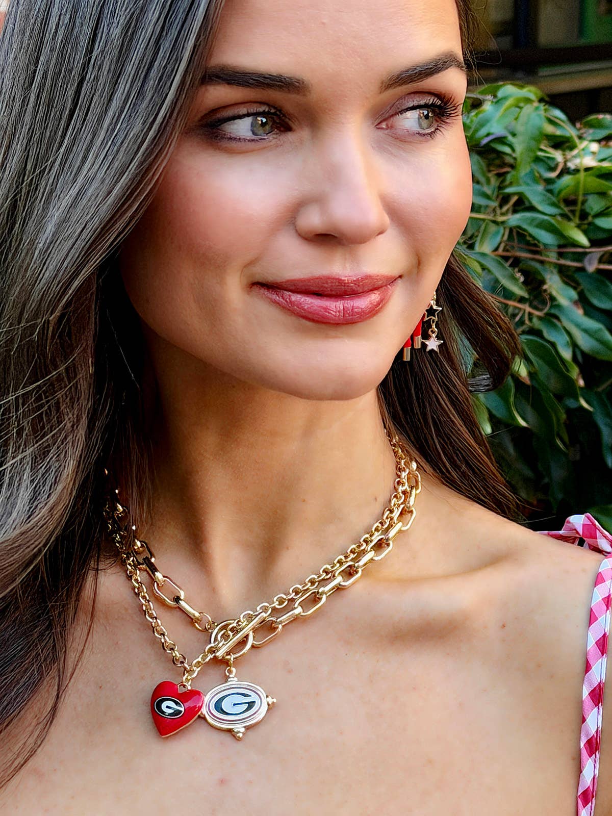 Georgia Bulldogs Heart Pendant Necklace