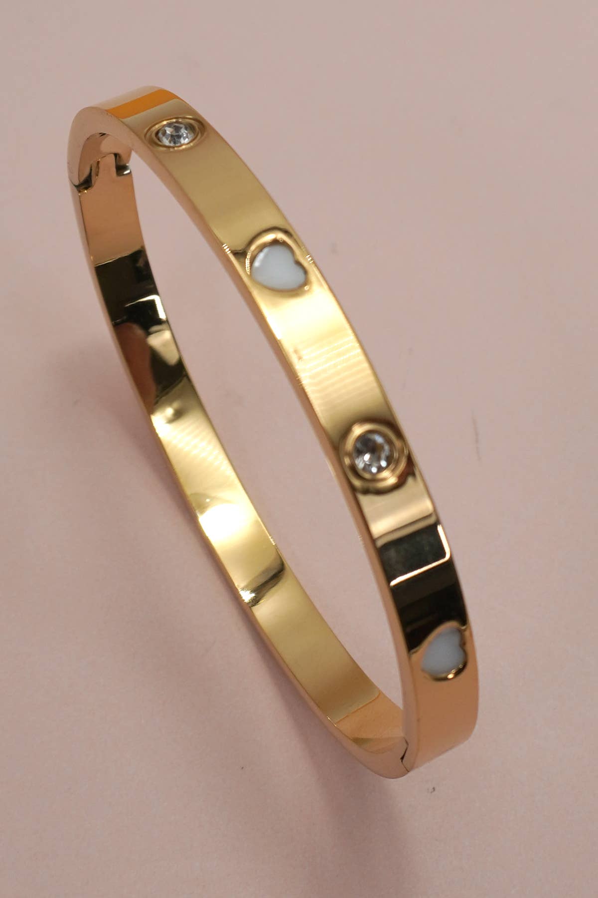 18K NON-TARNISH WATERPROOF STAINLESS STEEL BANGLE WITH HEART